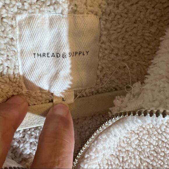 Thread & Supply 1/4 Zip Teddy Bear Fleece Pullover L - Picture 6 of 6